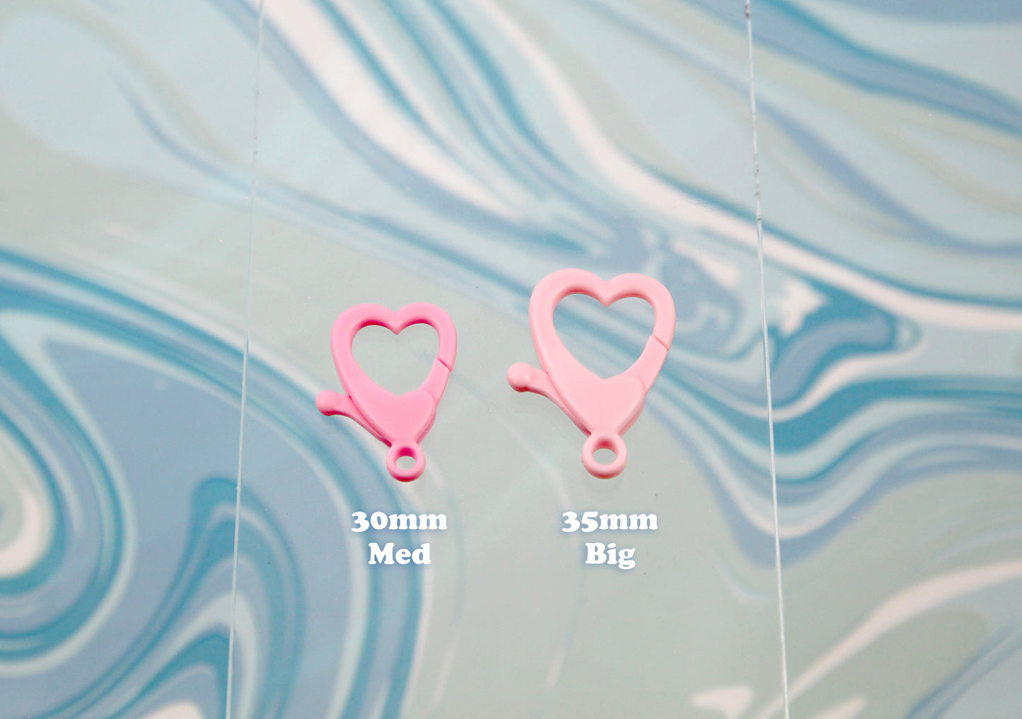 Big Heart Clasp - 21 pieces - 35mm Heart Shaped Plastic Clasp or Keychain Clip