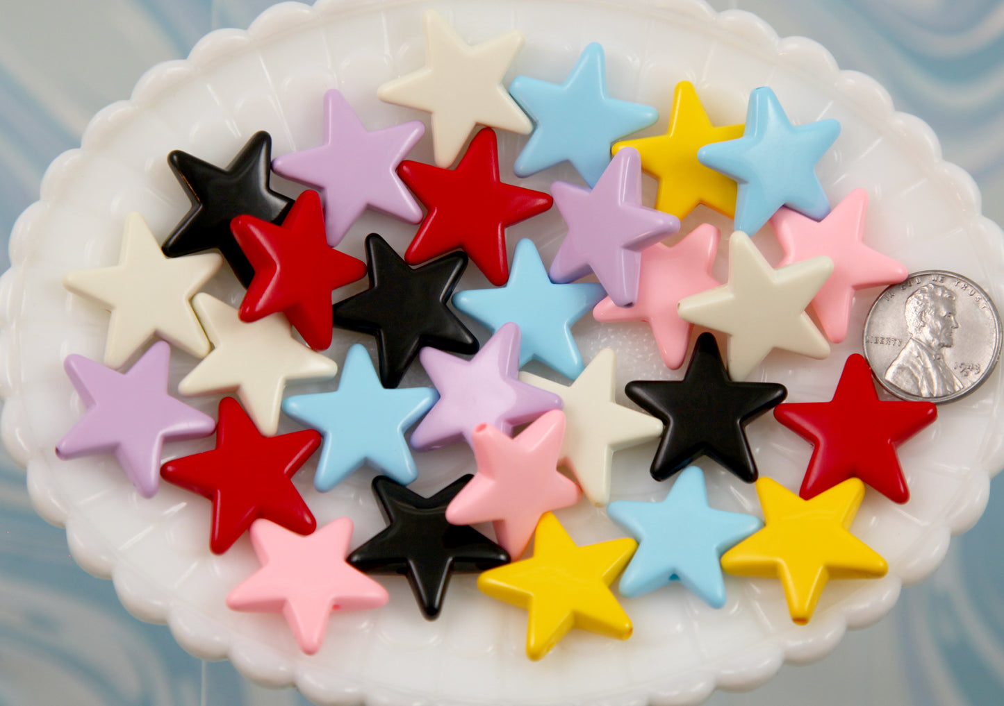 Star Beads - 21 pieces - 20mm Large Classic Star Acrylic or Resin Bead - Super High Quality