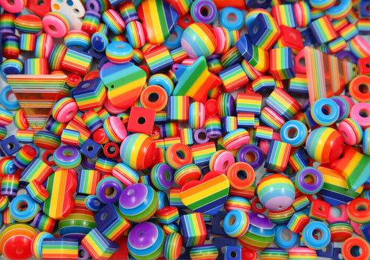 Bead Soup - Rainbow Bead Grab Bag - 100+ pcs - Beads, Charms, Cabochons - great for kandi, ispy, sensory crafts, jewelry making
