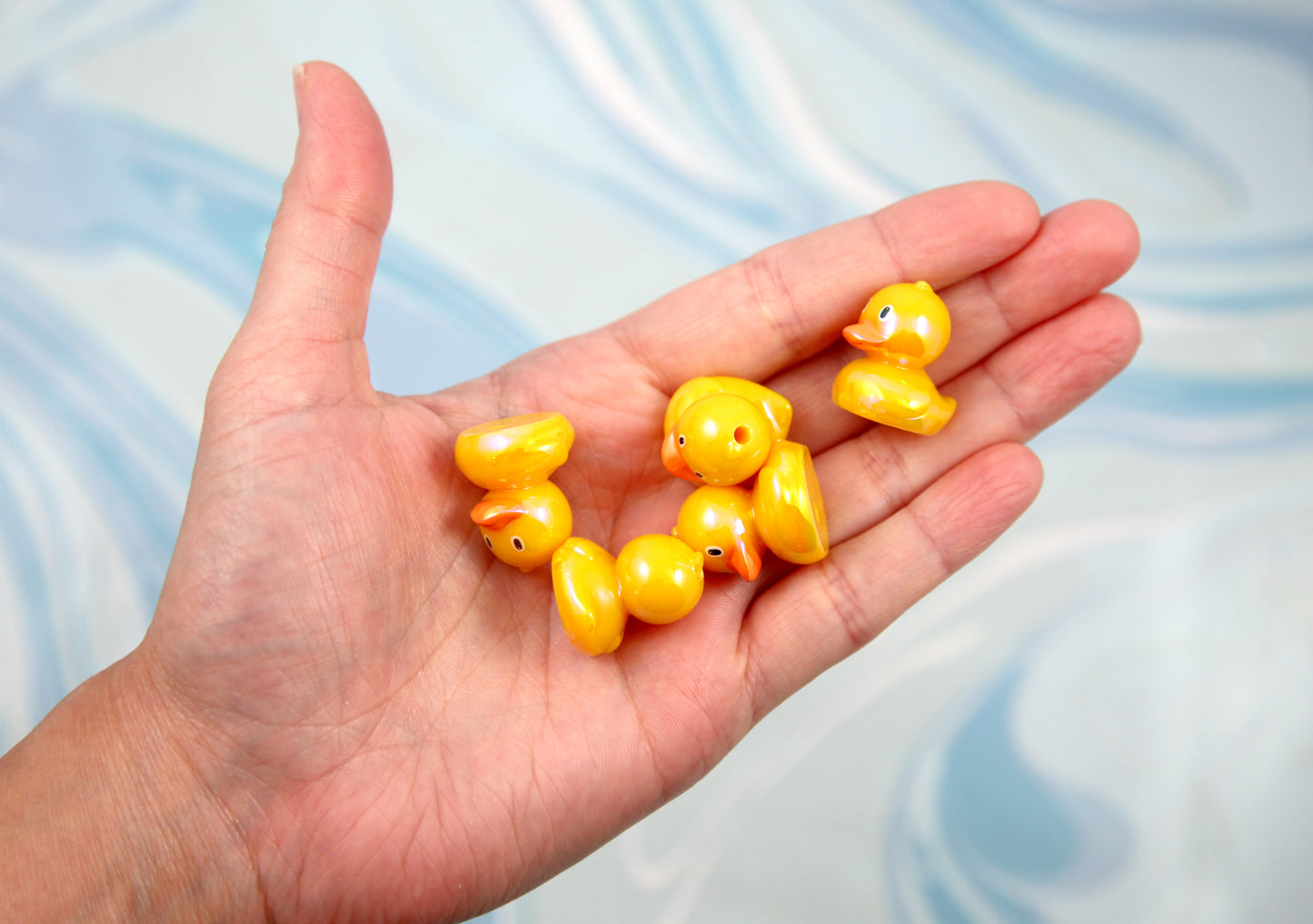 Cute Rubber Duckie Beads - 6 pieces - 22mm Two Color Yellow Duck Resin or Acrylic Beads