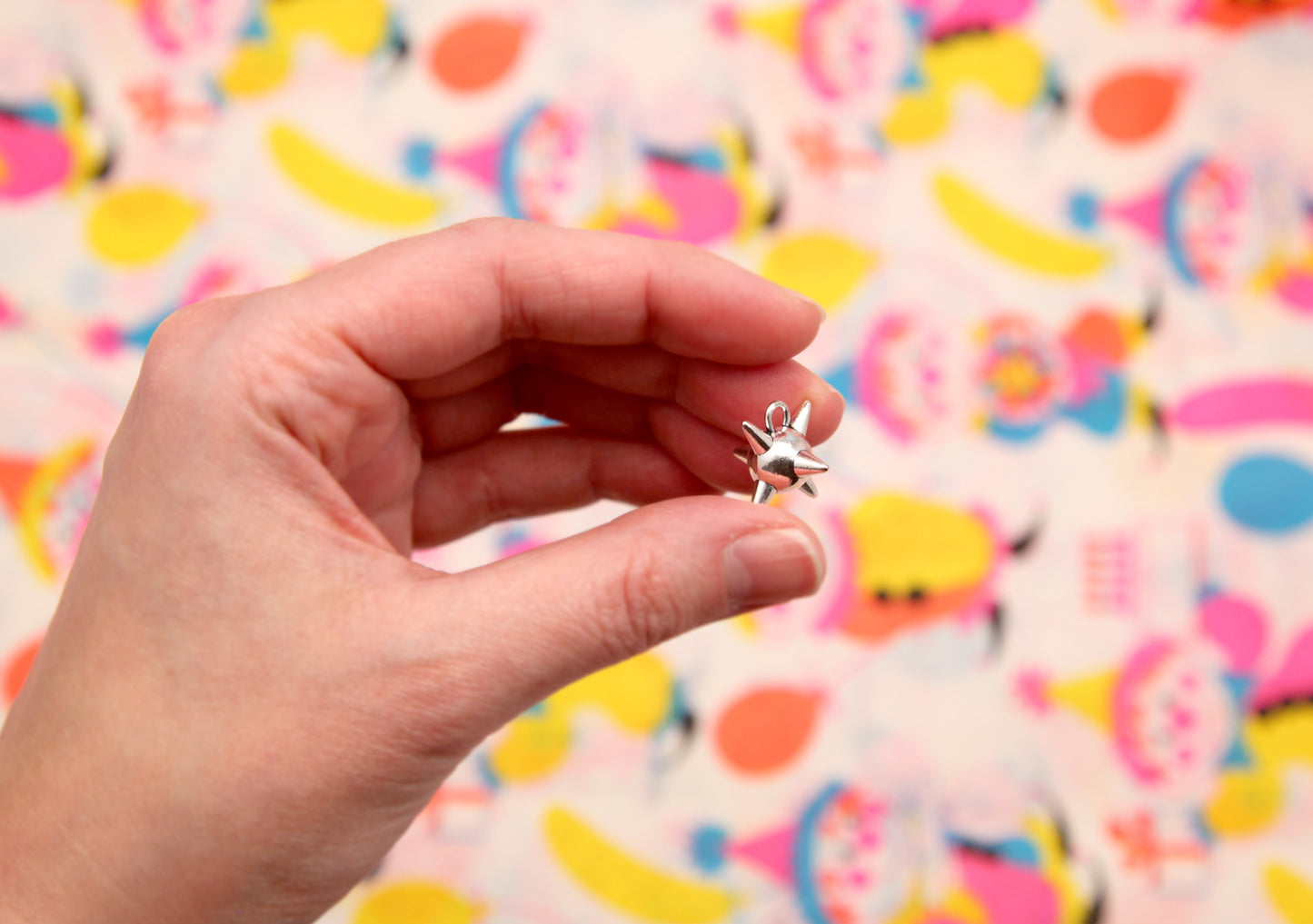 Spike Ball Charms - 17mm Mini Metal Flail Spiky Ball Bead - Miniature Morning Star Pendant - Small Spiked Metal Charms (10 pcs)