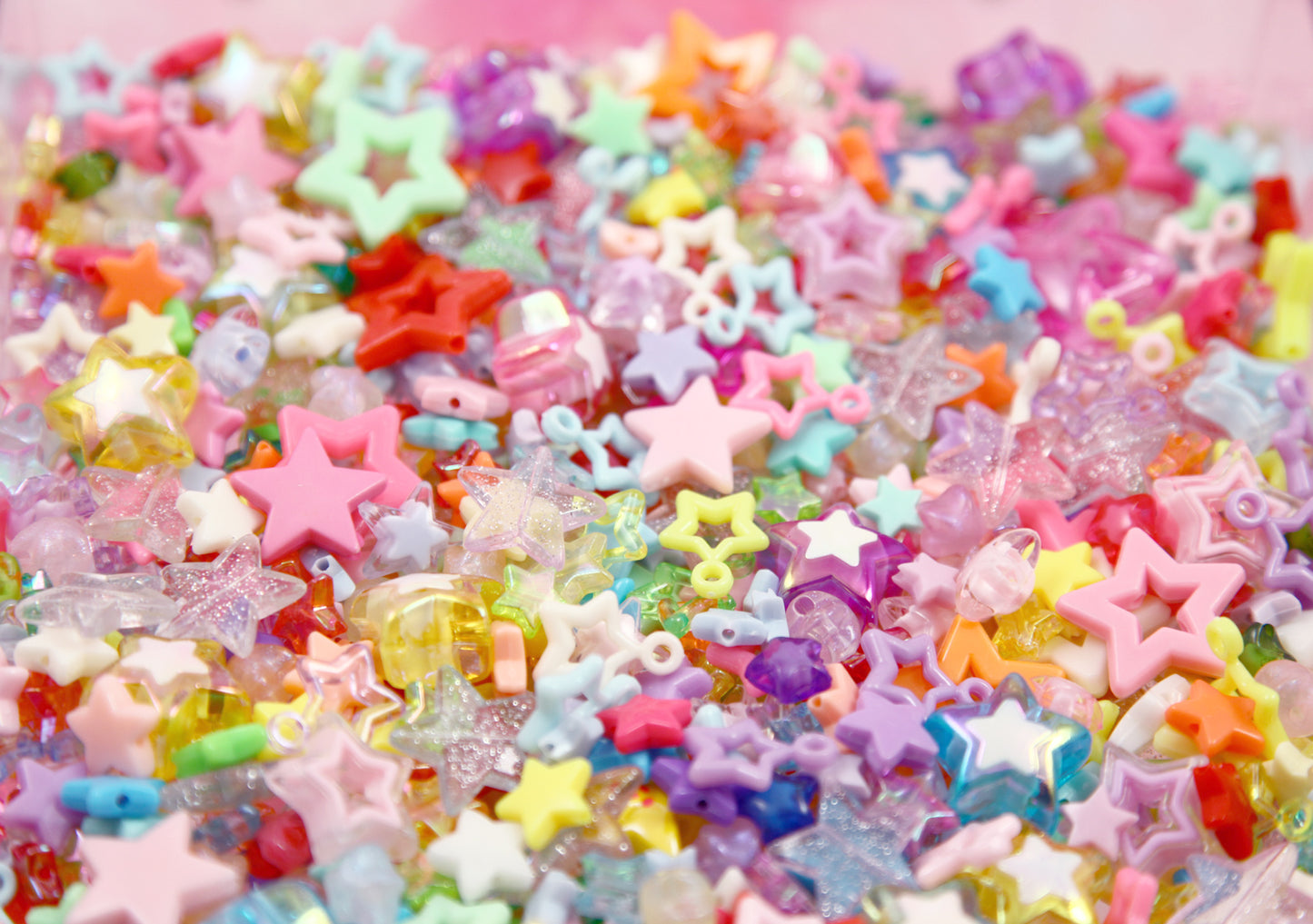 Acrylic Bead Grab Bag - STARS - Mixed Lot of Star Shape Plastic Beads - great for kandi, ispy, sensory crafts, jewelry making - 150+ pcs