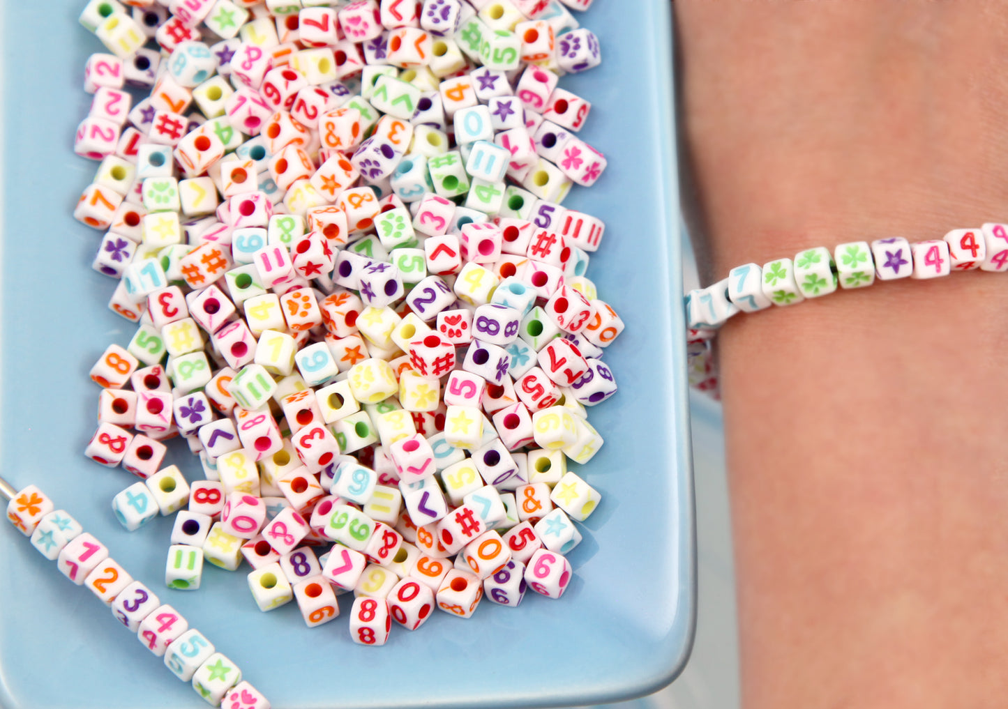 Very Tiny Cube Letter Beads - 500 pieces - Teeny Tiny Symbols Numbers Alphabet Acrylic or Plastic Beads