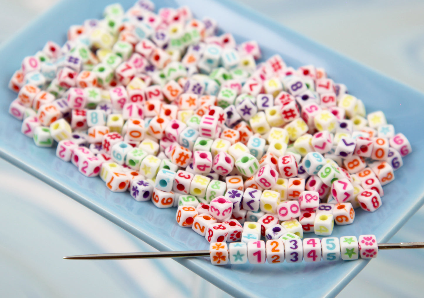 Very Tiny Cube Letter Beads - 500 pieces - Teeny Tiny Symbols Numbers Alphabet Acrylic or Plastic Beads