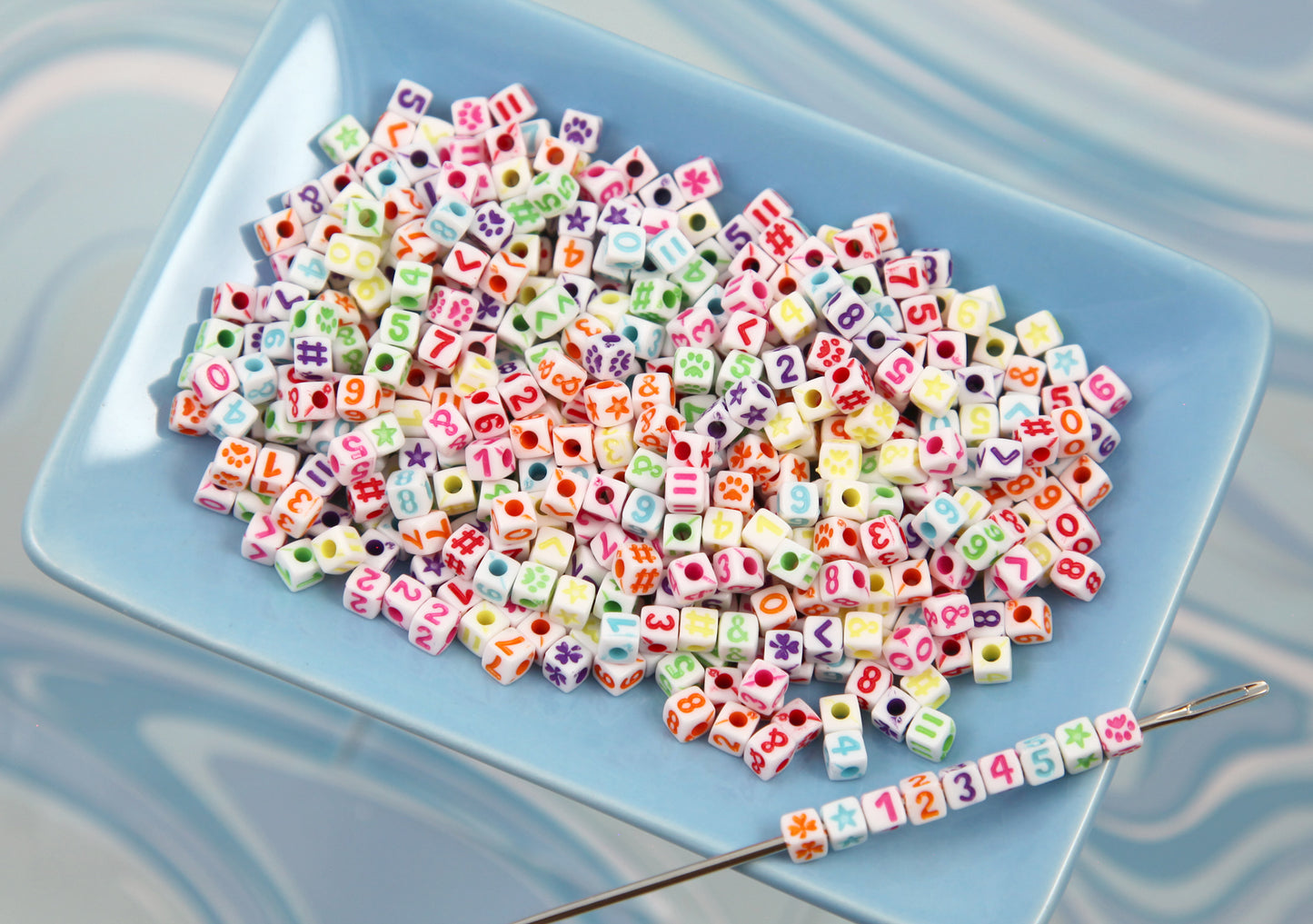 Very Tiny Cube Letter Beads - 500 pieces - Teeny Tiny Symbols Numbers Alphabet Acrylic or Plastic Beads