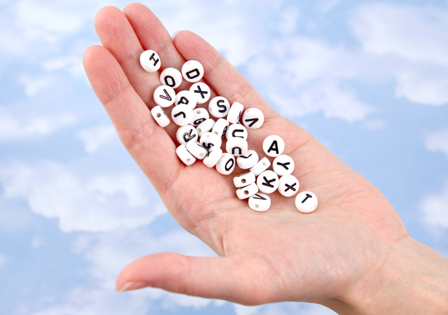 Big Letter Beads - 10mm Large Round White Alphabet Acrylic or Resin Beads - 170 pc set