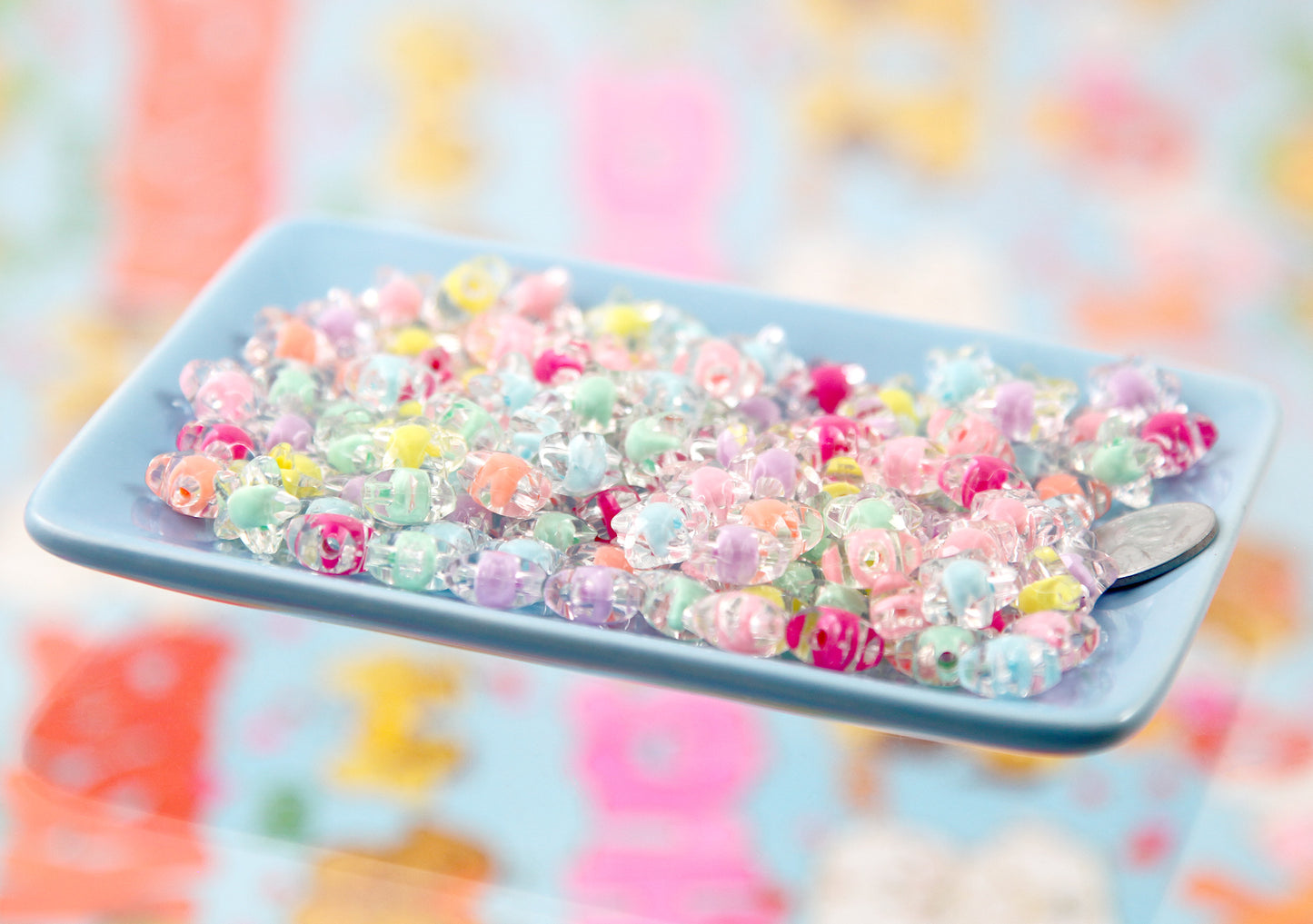 Pastel Star Beads - 12mm Small Pastel Shiny Acrylic Star Beads with Inner Bead - Cute Colorful Little Resin Star Beads - 150 pc set