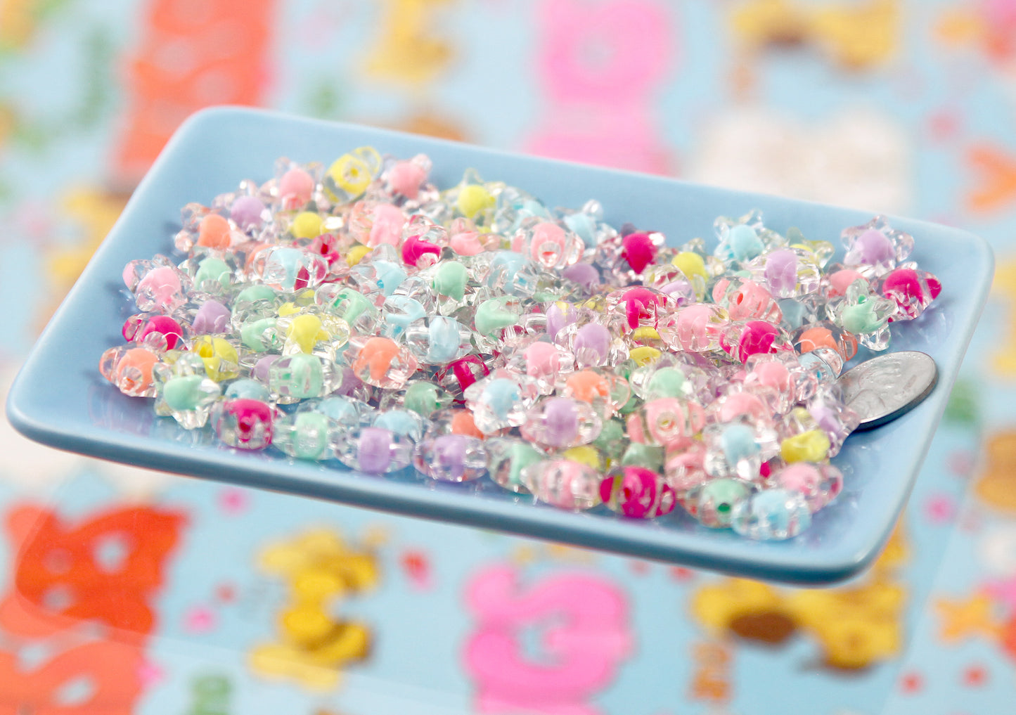 Pastel Star Beads - 12mm Small Pastel Shiny Acrylic Star Beads with Inner Bead - Cute Colorful Little Resin Star Beads - 150 pc set