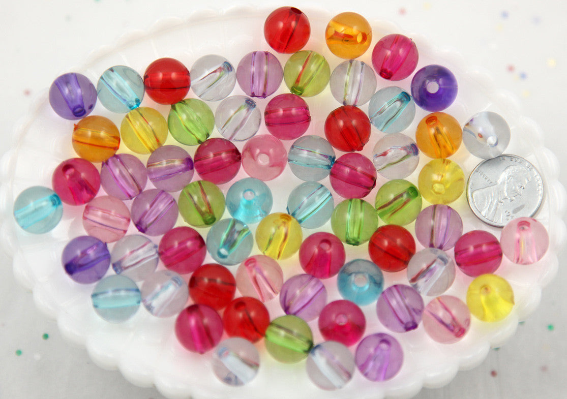 12mm Transparent Colorful Chunky Gumball Bubblegum Plastic Resin or Acrylic Beads - 50 pcs set