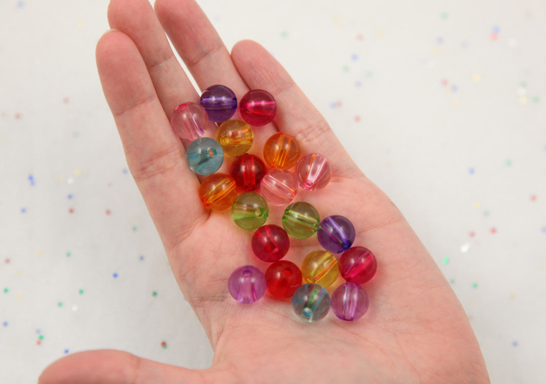 12mm Transparent Colorful Chunky Gumball Bubblegum Plastic Resin or Acrylic Beads - 50 pcs set