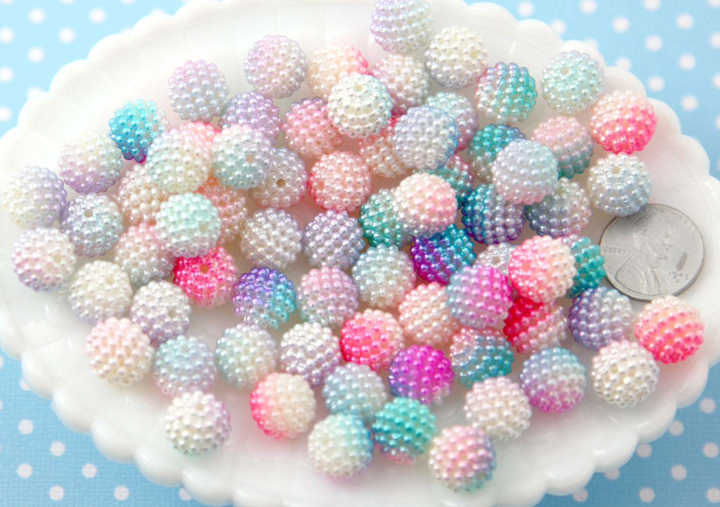 Berry Beads - 12mm Pastel Berry Beads Pearly Acrylic or Resin Beads - 50 pcs set