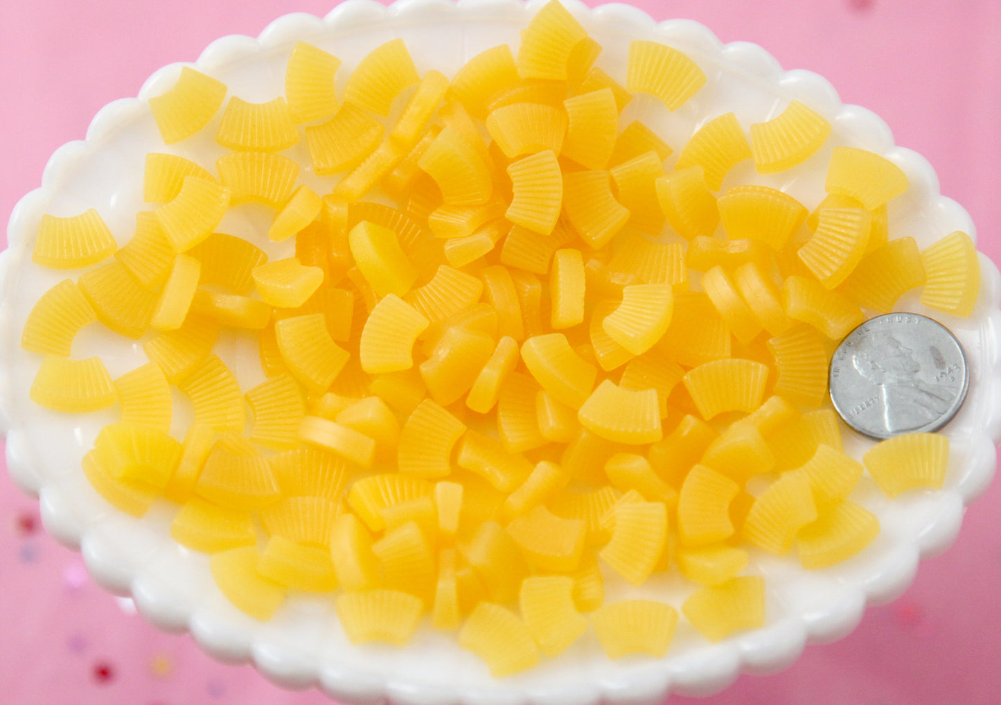Fake Pineapple Slices - 12mm Tiny Fake Pineapple Slices Soft Squishy Silicone Fruit or Resin Cabochons - 14 pc set