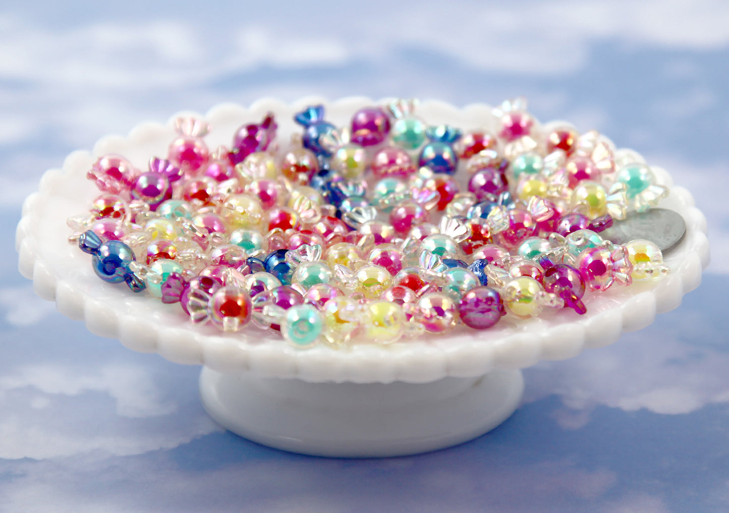 Candy Beads - 12mm AB Tiny Candy Shape Acrylic or Resin Beads - 35 pc set