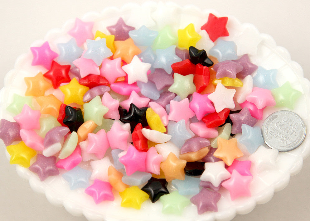 13mm Small Stars Resin Flatback Cabochons - 125 pc set