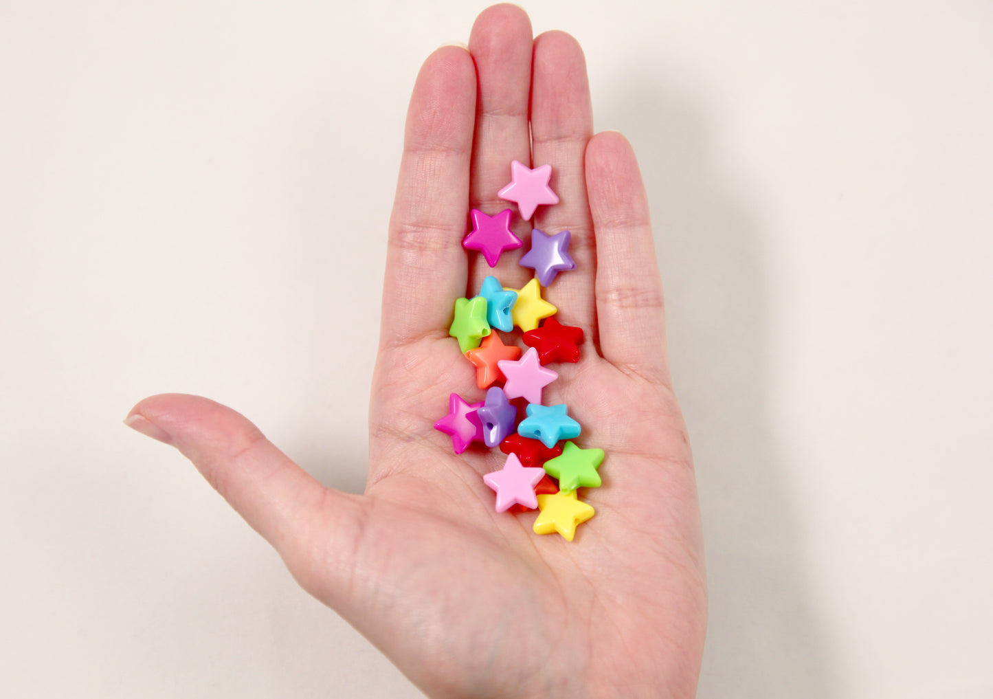 Plastic Star Beads - 14mm Small Flat Bright Color Plastic Stars Resin or Acrylic Beads - 80 pc set