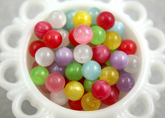 14mm Colorful Moonglow Resin Beads - 32 pc set