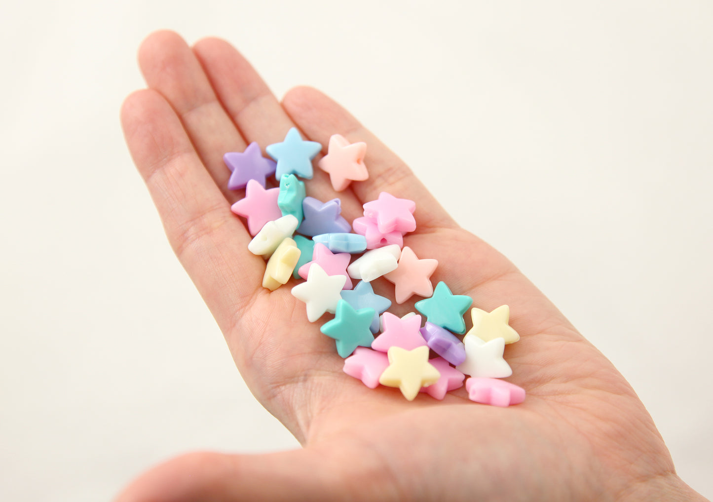 Pastel Star Beads - 14mm Rounded Pastel Star Acrylic or Resin Beads - 100 pcs set