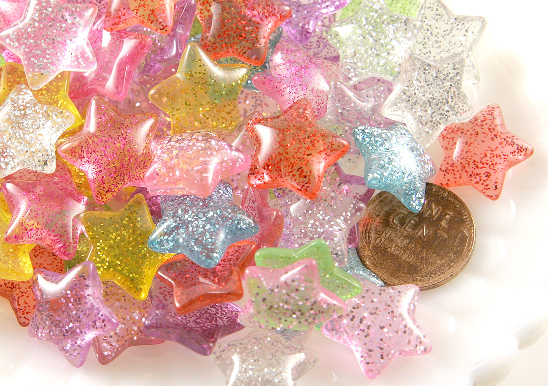 15mm Candy Star Resin Cabochons - 28 pc set