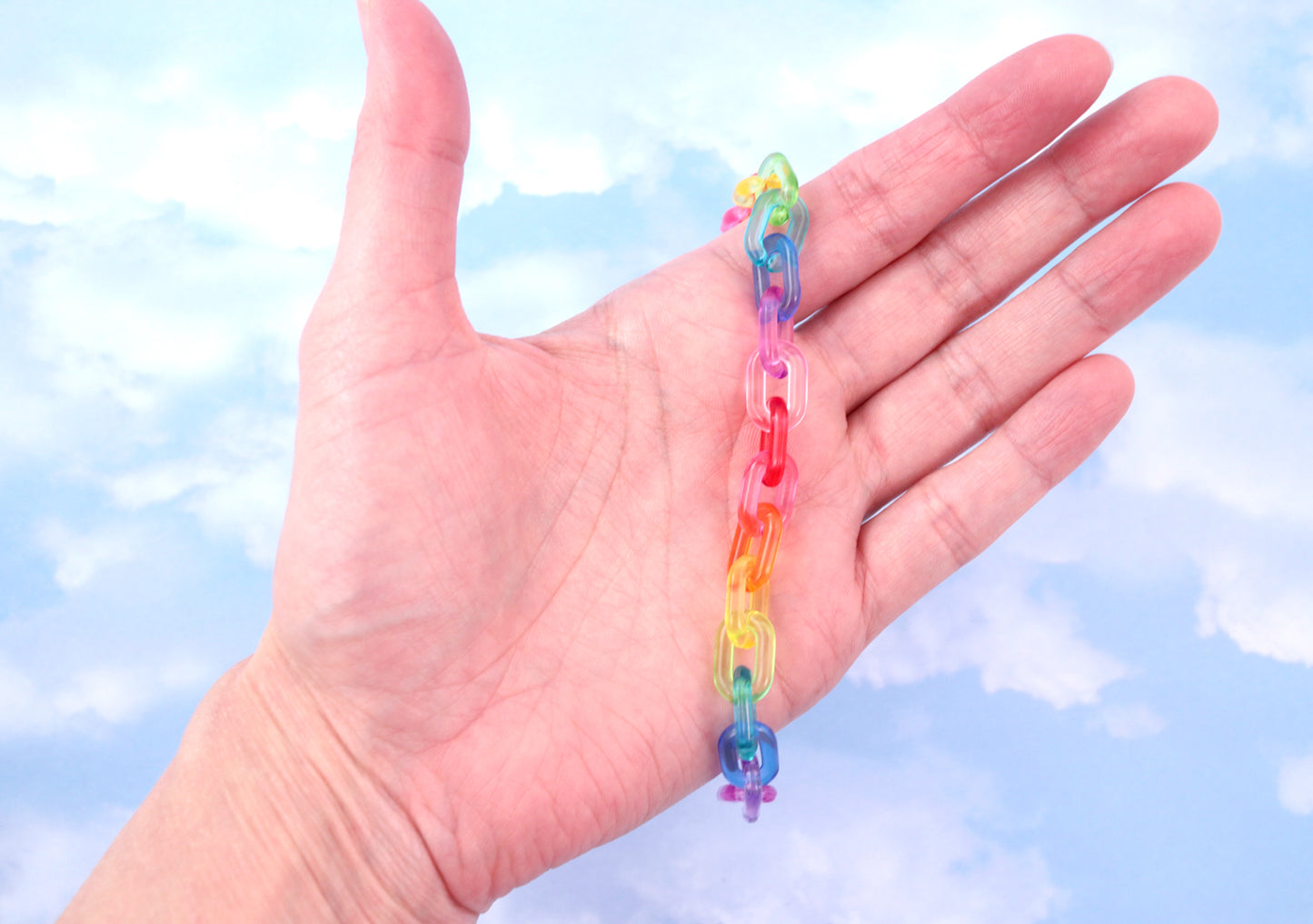 Plastic Chain Links - 15mm Transparent Colorful Plastic or Acrylic Chain Links - Mixed Colors - 200 pc set
