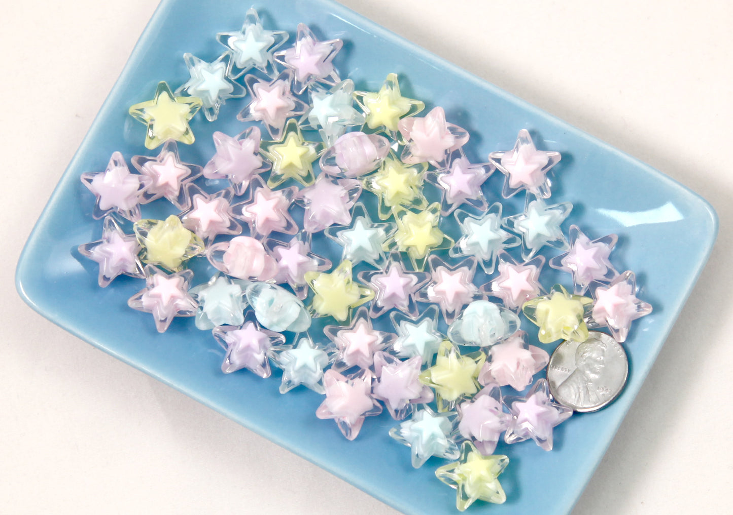 Pastel Star Beads - 15mm Super Cute Pastel Inner Bead Star Resin or Acrylic Beads - 50 pc set