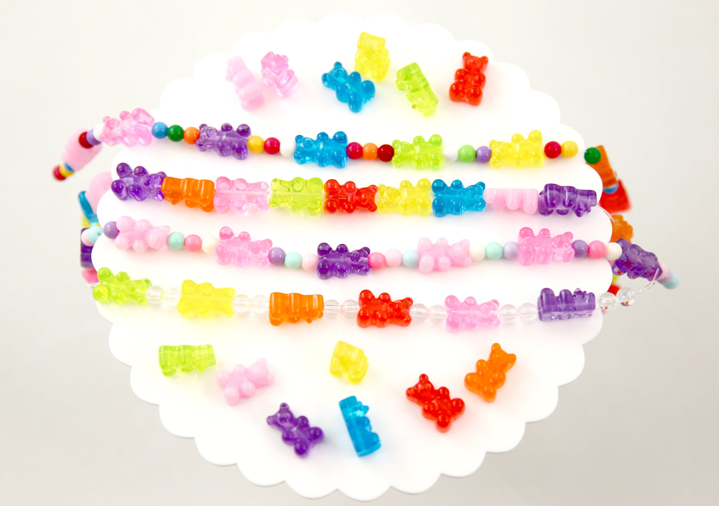 Gummy Bear Beads - 17mm Fake Gummy Bears with Hole for Stringing - Fake Candy Resin Beads - 16 pc set