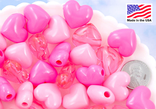 17mm Classic Puffy Heart Acrylic or Resin Beads - 24 pcs set