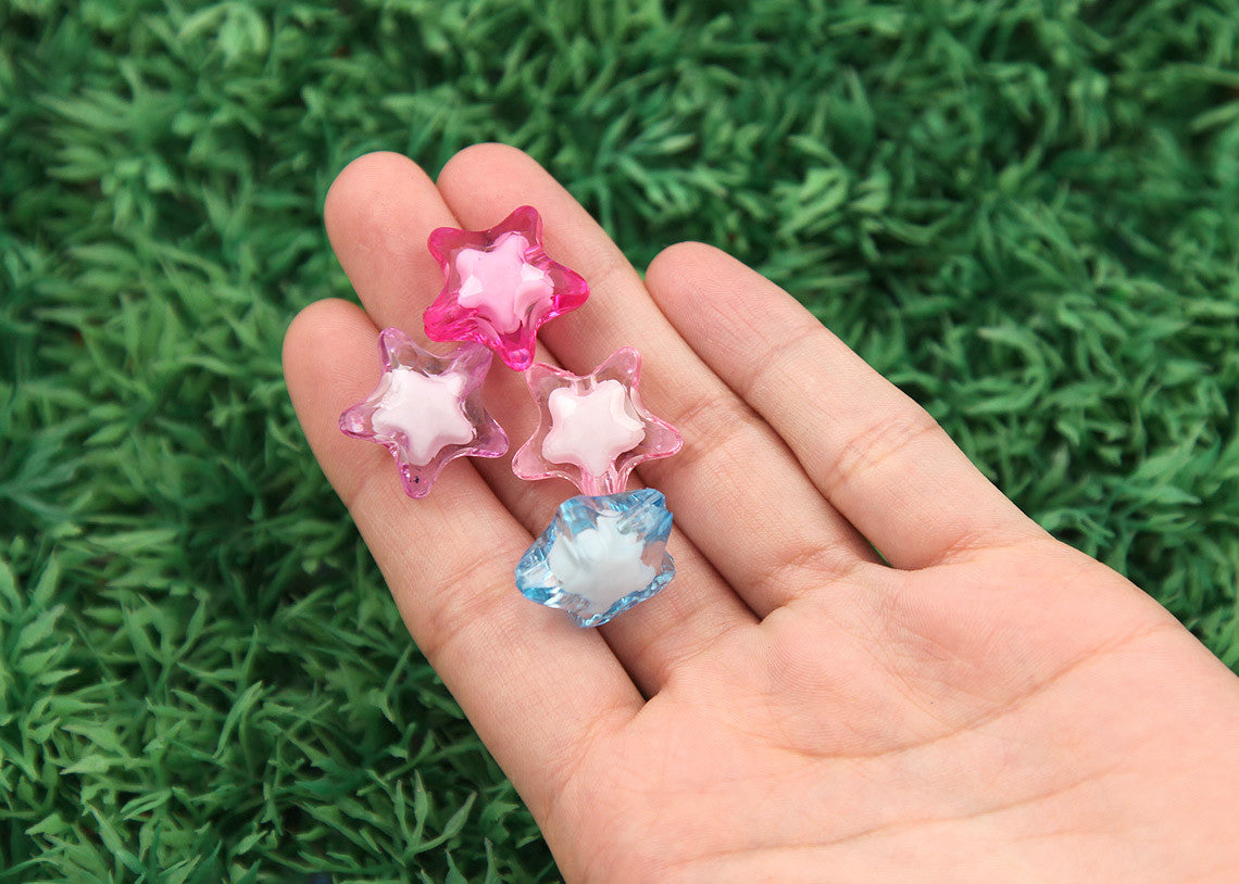 20mm Colorful Shooting Star Resin or Acrylic Beads - 24 pc set
