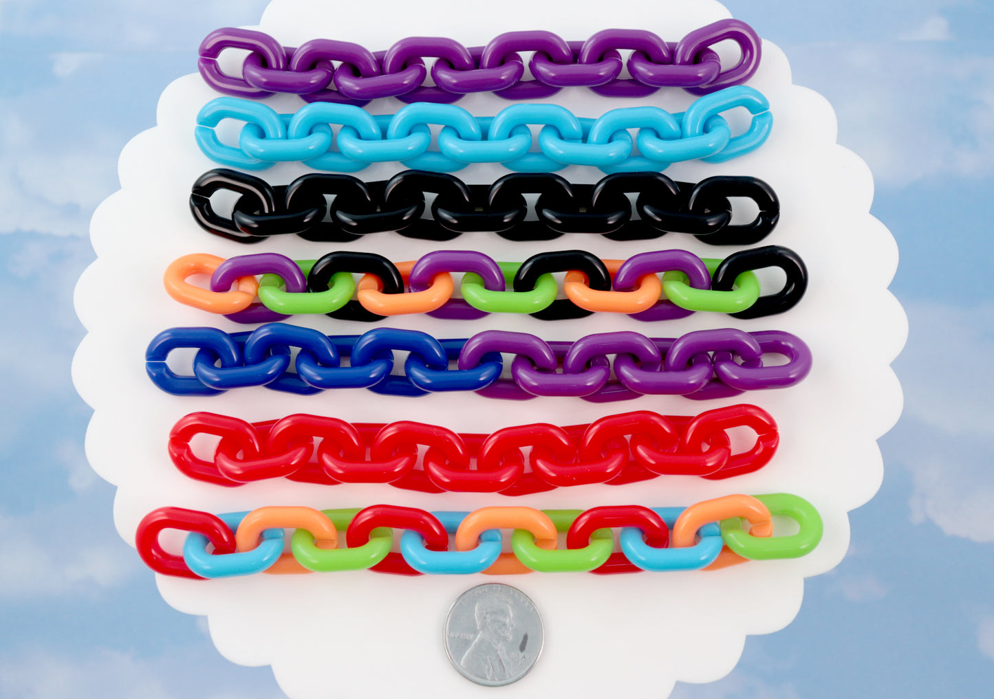 Plastic Chain Links - 20mm Deep Dark Colors Plastic or Acrylic Chain Links - Mixed Colors - 100 pc set