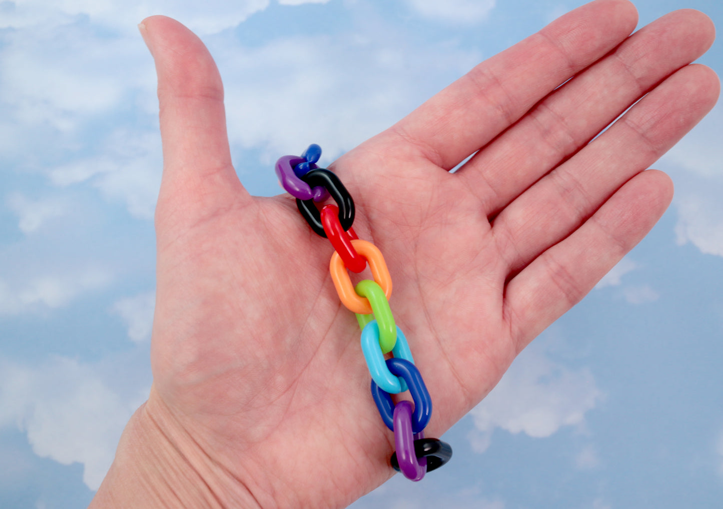 Plastic Chain Links - 20mm Deep Dark Colors Plastic or Acrylic Chain Links - Mixed Colors - 100 pc set