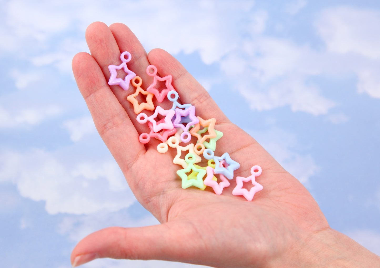 Plastic Star Charms - 20mm Pastel Star Outline Plastic or Acrylic Charms or Pendants - 100 pc set