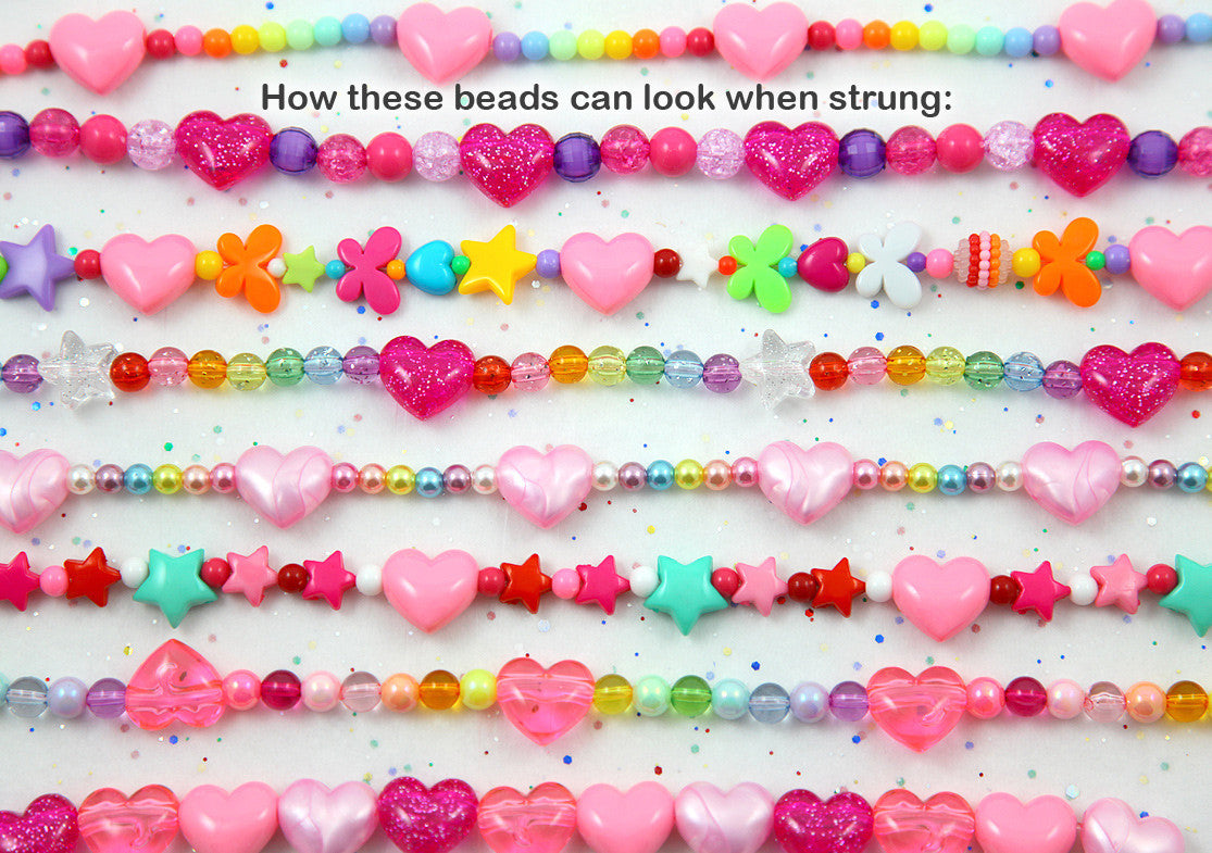 Glitter Heart Beads - 17mm Colorful Glitter Puffy Heart Acrylic or Resin Beads - 25 pcs set