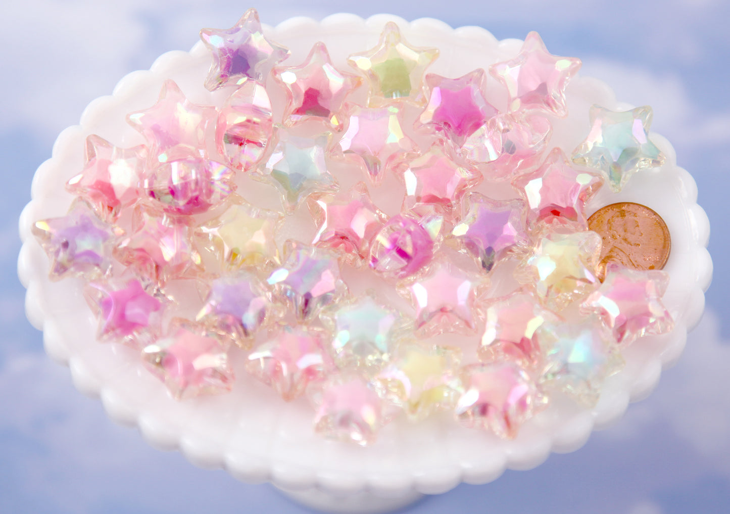 Pastel Star Beads - 20mm AB Pastel Shooting Star Resin or Acrylic Beads - 20 pc set