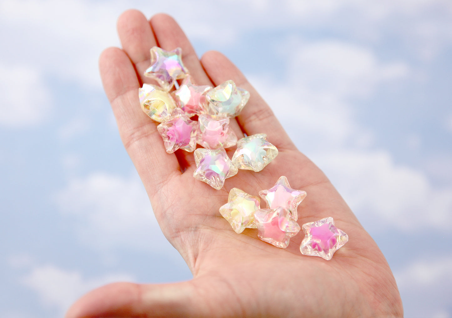 Pastel Star Beads - 20mm AB Pastel Shooting Star Resin or Acrylic Beads - 20 pc set