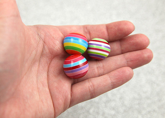 20mm Happy Striped Mix Resin Beads - 11 pc set