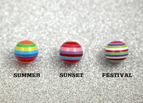 20mm Happy Striped Mix Resin Beads - 11 pc set