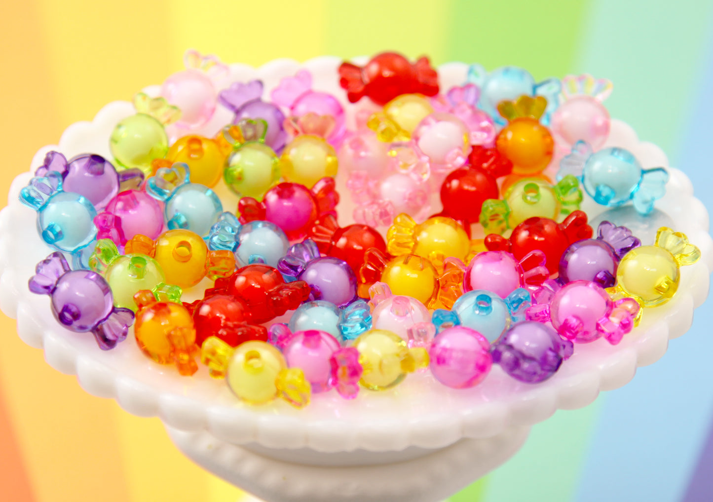 Candy Beads - 22mm Small Candy Shape Acrylic or Resin Beads - 30 pc set
