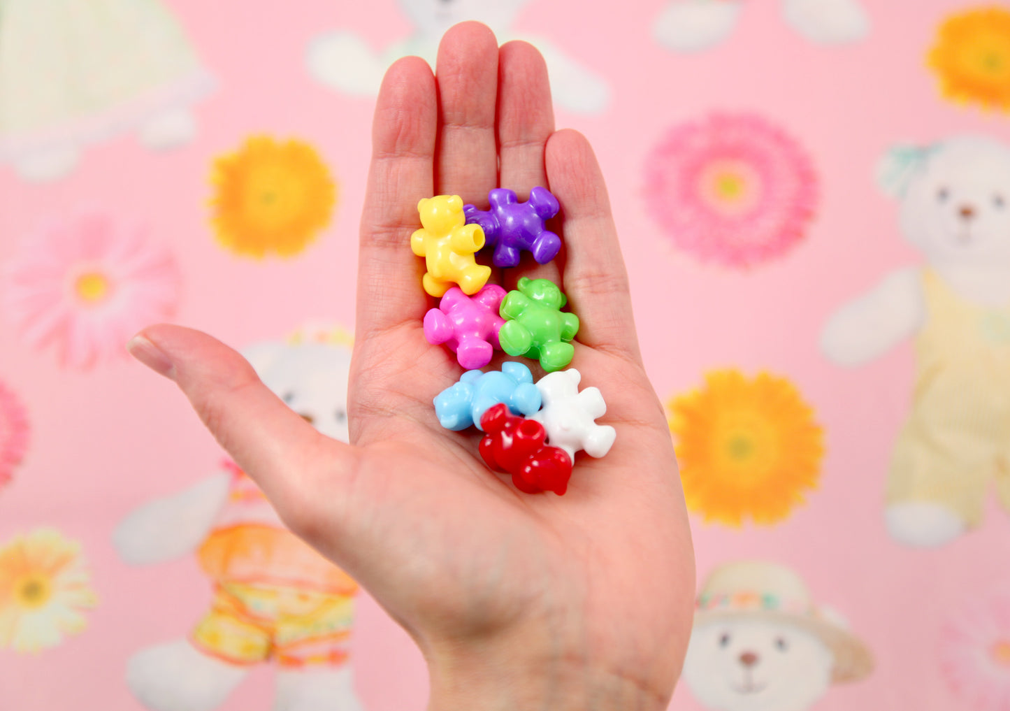 Teddy Bear Beads - 24mm Cute Bear Shape Acrylic or Resin Beads - 25 pc set