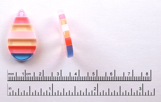 Striped Resin Charms - 16mm Pastel Stripe Teardrop Resin Charms or Pendants - 10 pc set