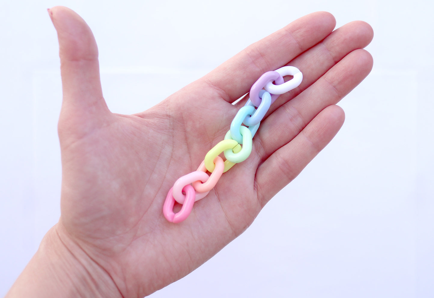 Plastic Chain Links - 20mm Beautiful Bright Pastel Color Plastic or Acrylic Chain Links - Mixed Colors - 100 pc set