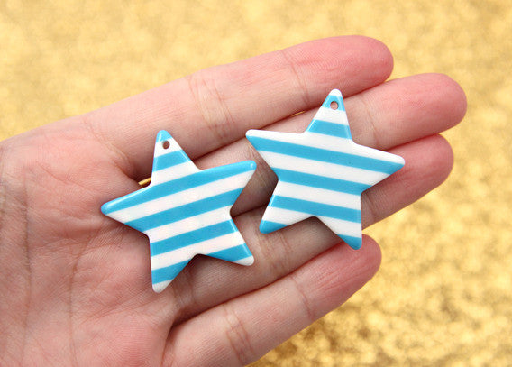 35mm Striped Stars Resin Charms - 6 pc set