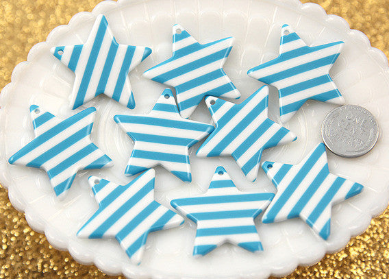 35mm Striped Stars Resin Charms - 6 pc set