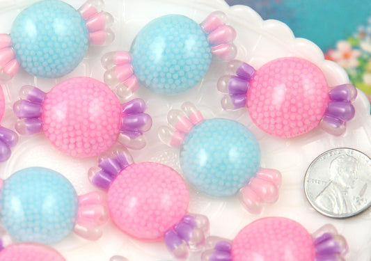 37mm Blue and Pink Sprinkles Confetti Candy Pastel Resin Flatback Cabochons - 8 pc set
