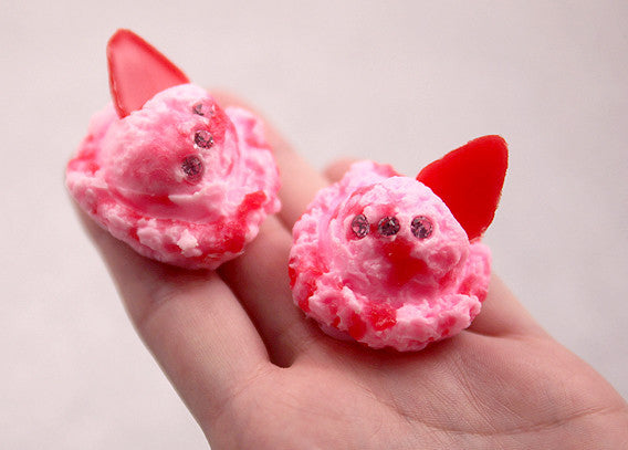 35mm Fake Pink Ice Cream Scoop Decorations or Charms - for making fake food crafts - 4 pc set