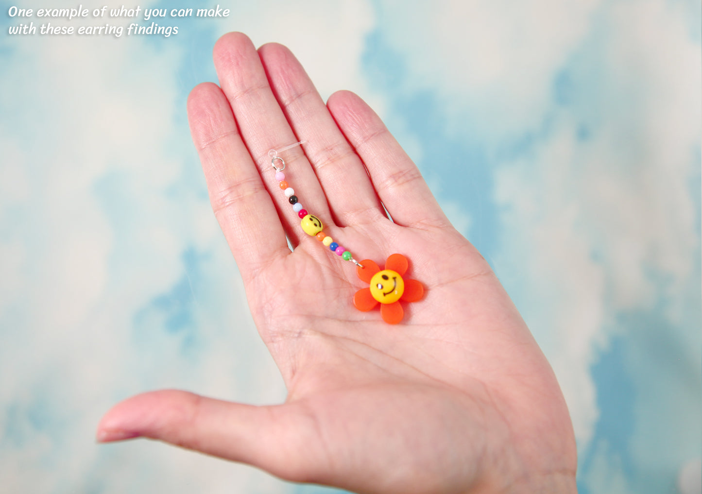 Blank Earrings - 14mm Clear Plastic Earring Posts - Allergy Free - with 5mm Glue Pads and Loop for Hanging - 12 pairs set