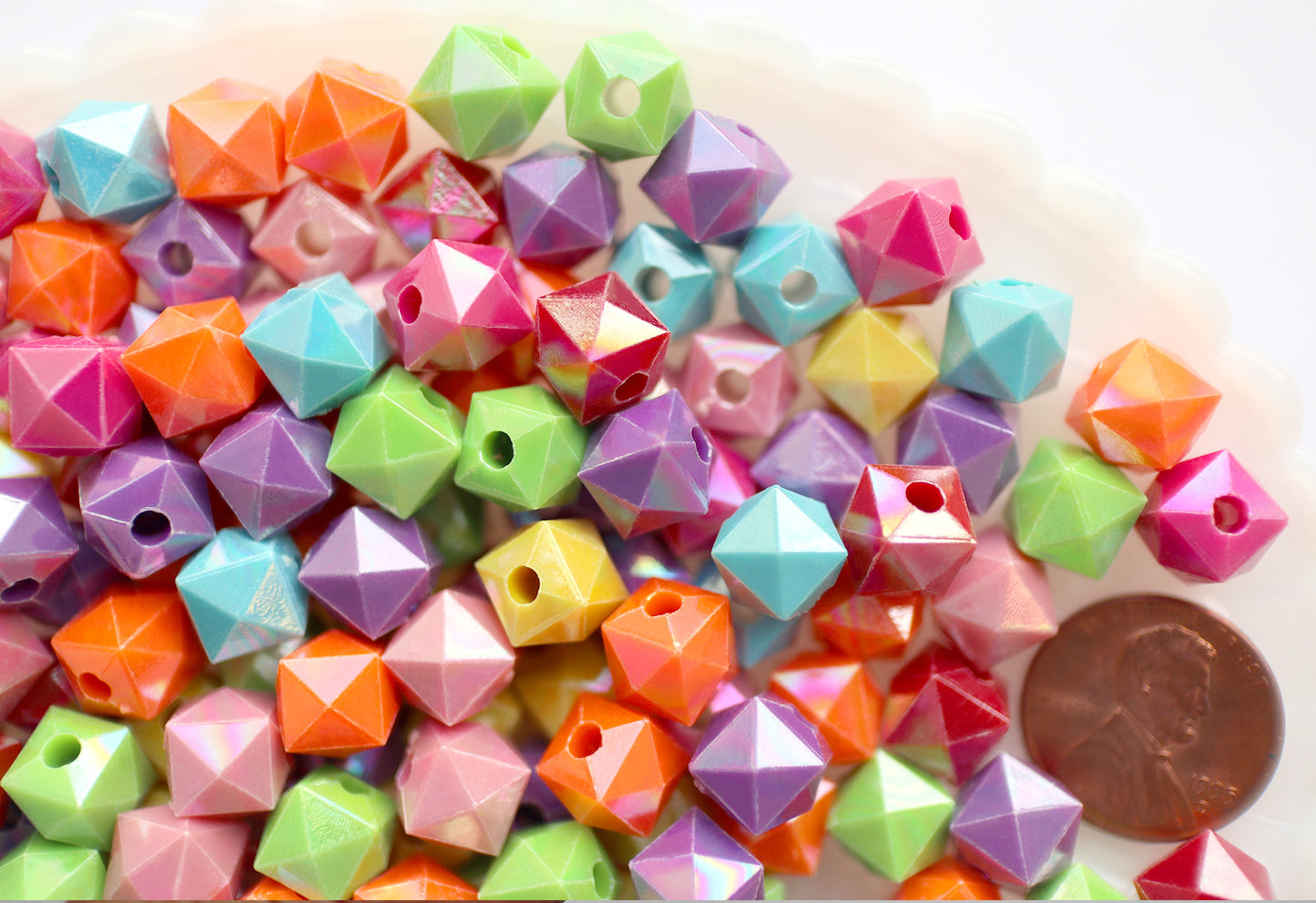 Cube Beads - 10mm Bright Color Faceted AB Cube Acrylic Square Transparent Plastic Beads - 100 pc set