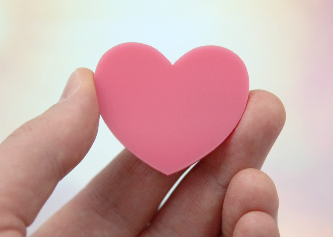 45mm Bubblegum Pink Solid Color Heart Cabochons - 4 pc set