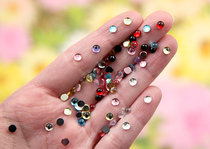 4mm Tiny Round Dew Drop Acrylic Rhinestones or Cabochons - 2000 pc set