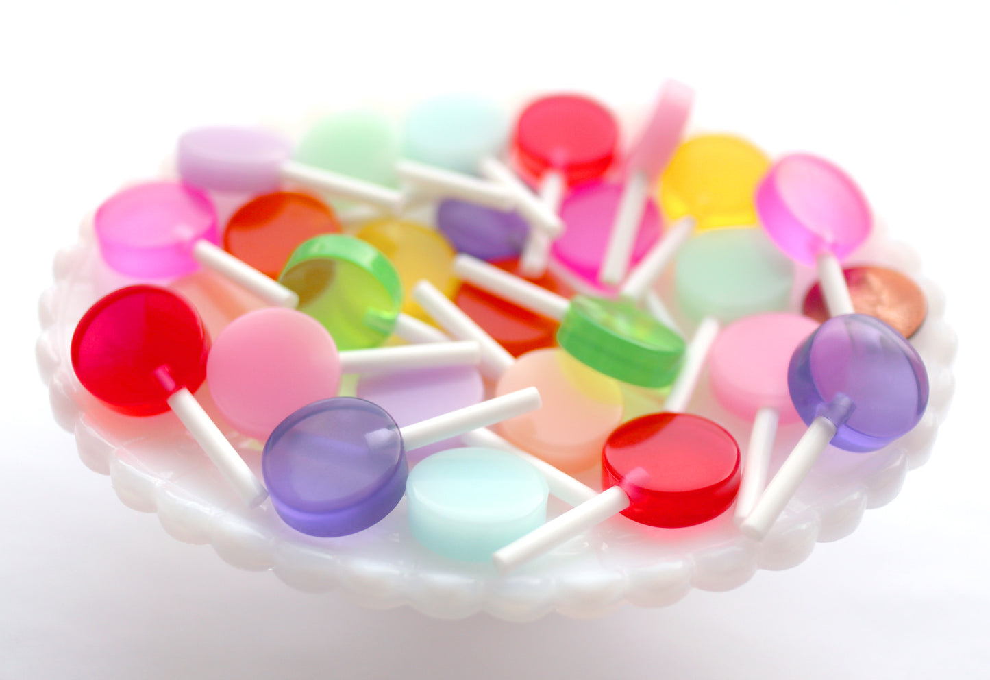 Fake Lollipops - 19mm Fake Lollipop Flat Back Resin Cabochons - 11 pc set