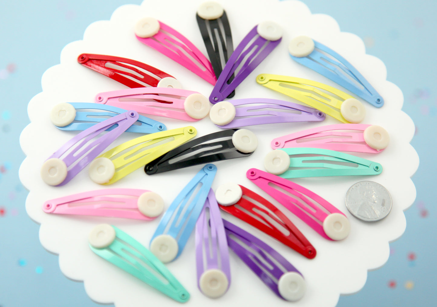 Hair Clips - 50mm Mixed Blank Hair Clips with Glue Pad - 18 pc set