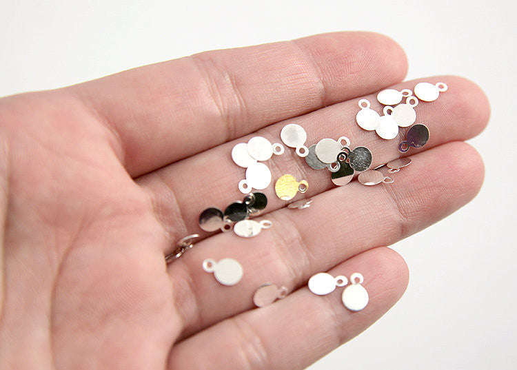 8mm Silver Color Bails or Drop Pads - 200 pc set